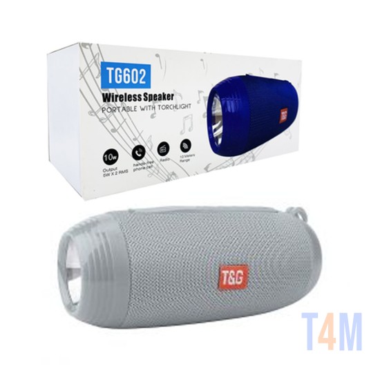 T&G PORTABLE BLUETOOTH SPEAKER TG-602 TF/USB/FM/HANDSFREE/AUX/FLASHLIGHT GRAY